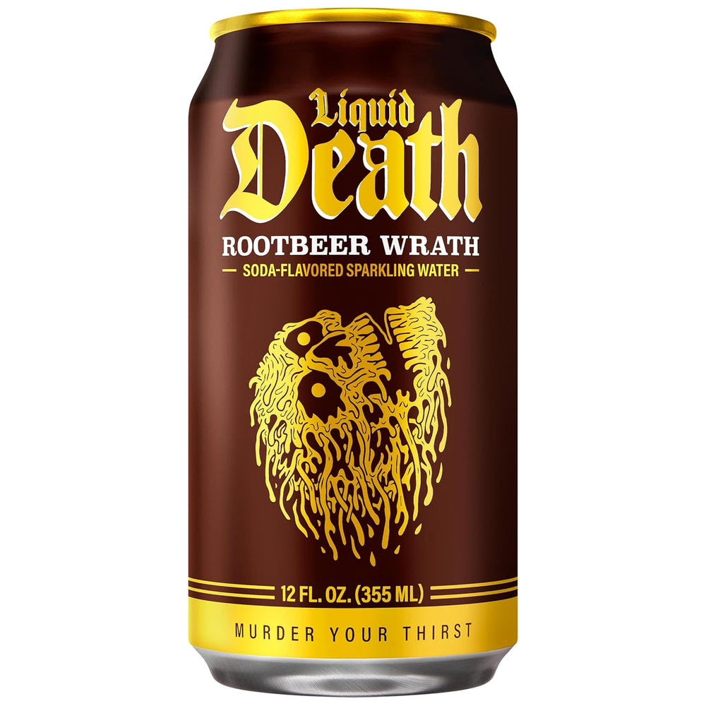 Alternative view of Liquid Death Soda-Flavored Sparkling Water - Rootbeer Wrath, Less Sugar*, Huge Flavor, No Caffeine, No Artificial Sweeteners, 12 Fl Oz (Pack of 12)