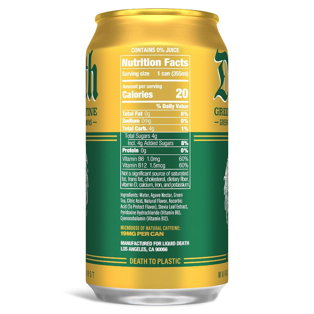 Alternative view of Liquid Death Iced Tea - Green Guillotine (Green Tea), Less Sugar*, Boost of Caffeine, B Vitamins, No Artificial Sweeteners, 12 Fl Oz (Pack of 12)